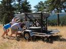 BARC members pushing tower to position
